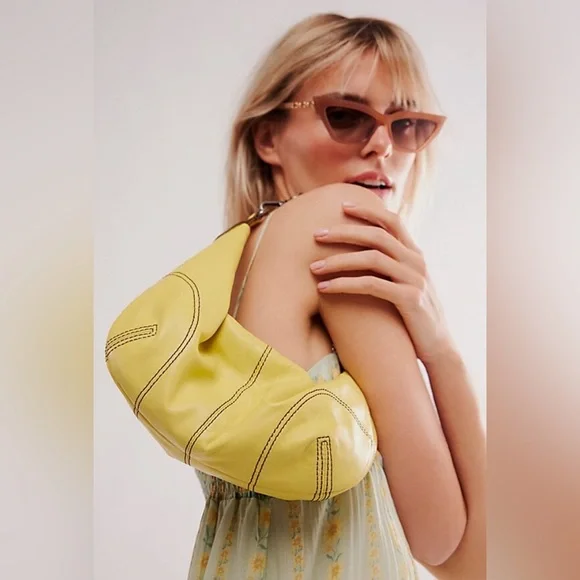 FREE People Real World Clutch Yellow Bag New With Tags - Picture 3 of 10